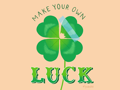 Make Your Own Luck clover green greeting card design illustration lettering luck plant