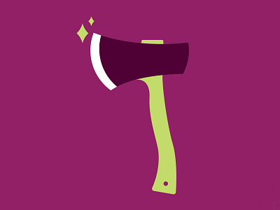 Camping Axe axe camping editorial illustration green hatchet icon purple sharp spot illustration