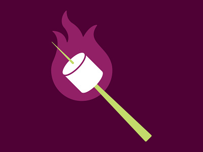 Flaming Marshmallow campfire camping cooking eating editorial illustration flame icon marshmallow spot illustration vector