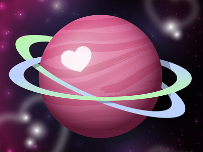 Planet Love cosmic digital illustration heart outerspace planet vector vector art