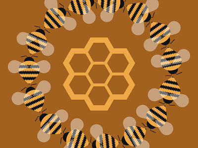 Swarm bees hive honey illustration insects swarm vector wings