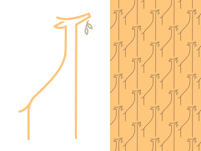 Monoline Giraffe Icon and Pattern animal giraffe line icon lineart pattern simplified vector