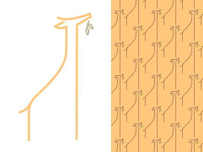 Monoline Giraffe Icon and Pattern