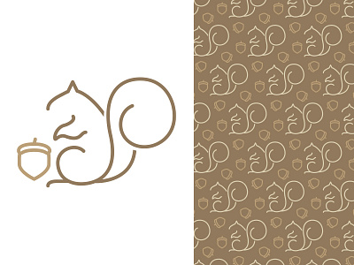 Monoline Squirrel Icon and Pattern animal icon illustration monoline pattern spot illustration squirrel vector woodland creature