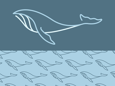 Monoline Whale Icon and Pattern animal art aquatic lineart monoline ocean life pattern simplicity vector