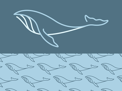 Monoline Whale Icon and Pattern