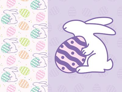 Monoline Easter Icon and Pattern animal animal icon easter easter egg icon monoline pastel pattern rabbit spring