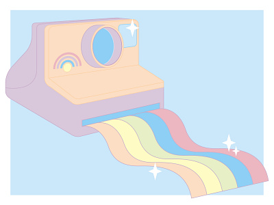 Instant Rainbow camera illustration pastel rainbow retro