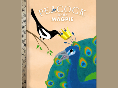 Peacock and the Magpie birds character design children books golden book illustration mid century procreate retrosupplyco storybook