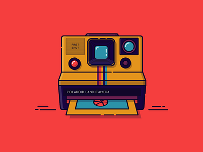 Vintage Debut Shot (camera) camera colors debut dribbble flat design photo photograph retro vintage