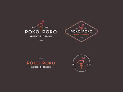 Poko Poko Music & Drinks Pub bar cafe carribbean club cocktail drink drinks flamingo logo music party pub
