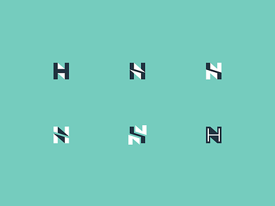 H + N monogram concepts design h h n logo mark monogram n negative space shadow