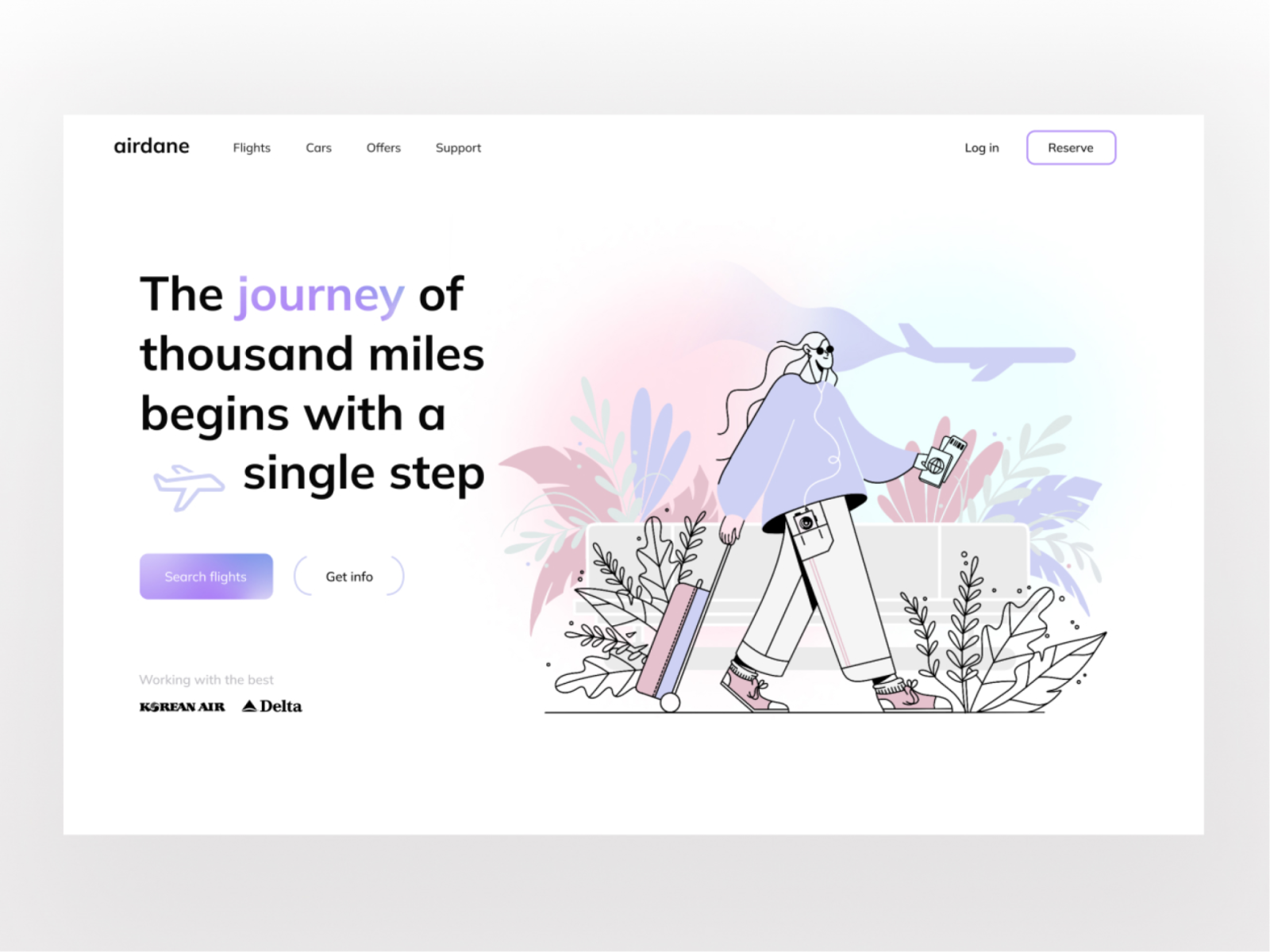 Pastel colors illustration and Airdane Landing Page UI by Matthew Galt