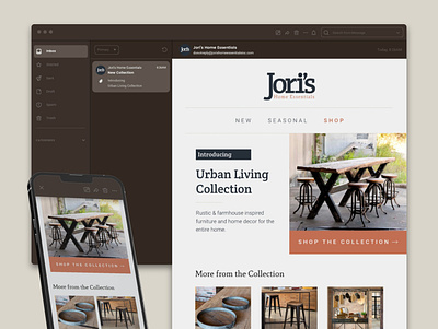 Jori's Home Essentials Newsletter Template branding design email template furniture graphic design home decor identity newsletter