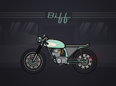 "Biff" 1974 Honda CB125 Brat Café Racer art brat cafe racer design drawing illustration illustrator motorcycle vector