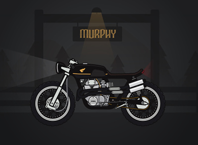 "Murphy" 1972 Honda CL350 Brat Café Racer art brat cafe racer design drawing illustration illustrator motorcycle vector