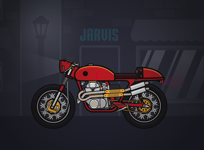 "JARVIS" 1973 Honda CL350 Café Racer art cafe racer design drawing illustration motorcycle vector