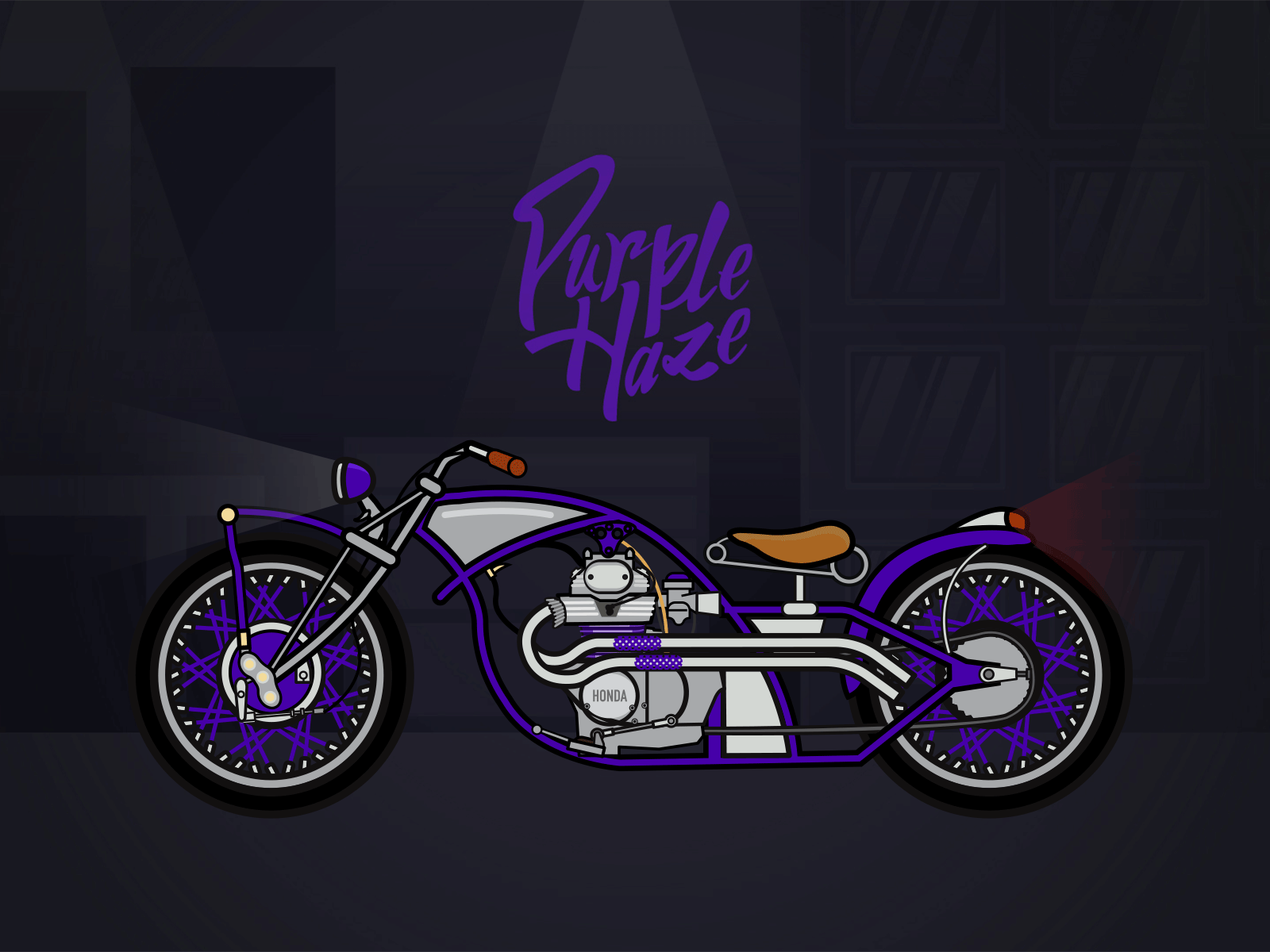"Purple Haze" 1970 Honda CL350 animation art design gif illustration motorcycle vector