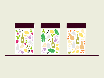 Jar illustrations with cut paper ingredients food icon illustration ingredients jar packaging sauce
