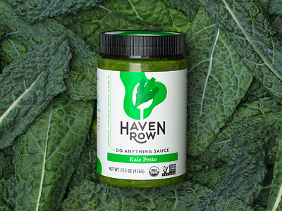 Haven Row jar branding icon illustration kale packaging sauce