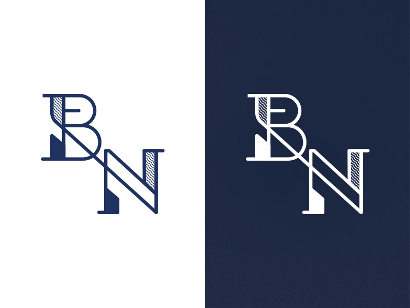 Bn letters logo design slim creative simple black Vector Image