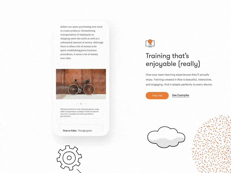 Rise.com Enjoyable Training on Any Device animation app learning mobile ui tablet ui training