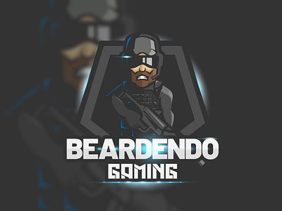 eSports Logo - Beardendo Gaming brand concept esports flare fps game gaming graphic gun lens logo shooter soldier