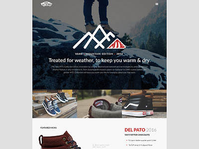 Vans MTE - Del Pato 2016 Shoe Site adventure branding design ecommerce identity logo mountains outdoors retail shoes vans web