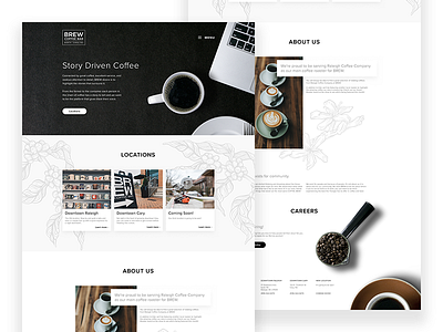 Brew Coffee Bar Homepage cafe coffee design illustration layout minimal plant web website