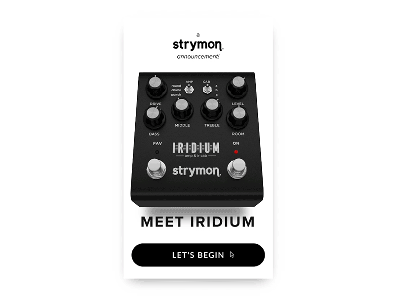 Iridium by Strymon 3d animation blender3d design gif invision landing page menu mobile studio ui web