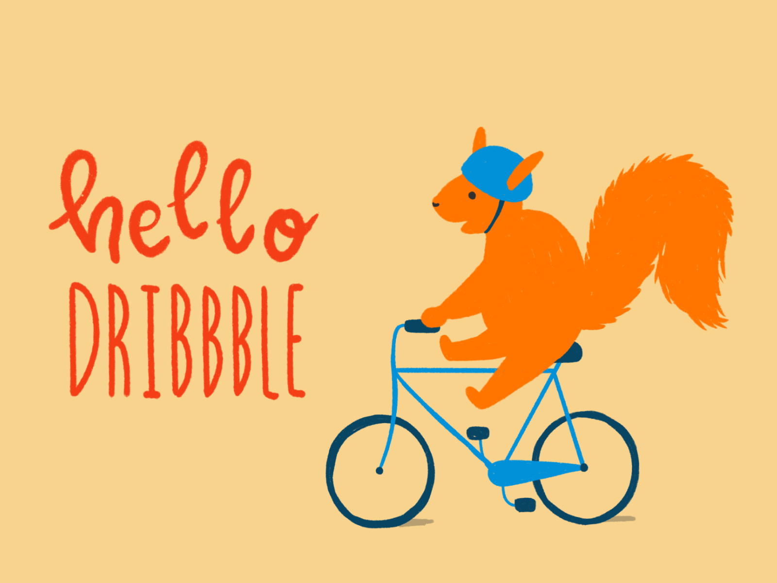 Hello Dribbble animation bicycle bike debut debut shot gif illustration motion squirrel
