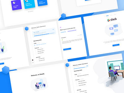 Stepify Dashboard animation app blue character clean design identity illustration illustrator minimal typography ui ux vector web website