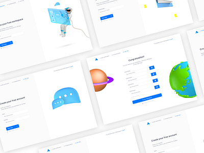 Create Workspace - 3D Illustration Screen Design 3d agency animation c4d character clean design identity illustration ui ux web website