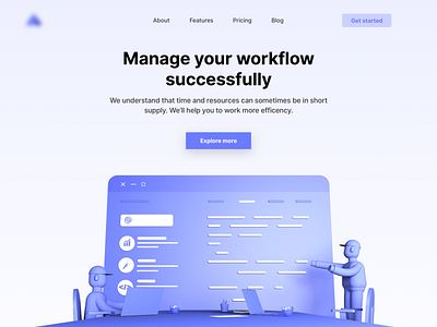 Workflow Landingpage - 3D Illustration 3d animation branding clean design illustration landing page landingpage minimal ui ux web website