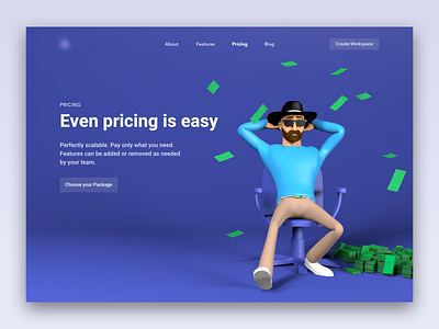 Pricing Page - 3D Illustration 3d 3d animation animation c4d character clean landing page landingpage pricing pricing page ui ux web website