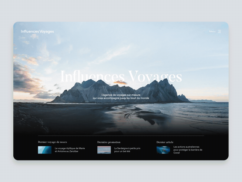 Travel Website - Influences Voyages - Parallax