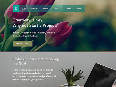 Online Design Example - Close up clean colourful flowers green interactive logo navigation bar overlay smart web design website wide screen