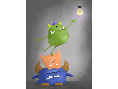 how to change a lightbulb character character design characterdesign childrens illustration digitalillustration illustration monster
