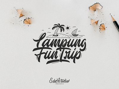 Lampung Fun Trip adventure apparel camping design handlettering mountain t shirt typography vintage