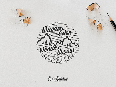 Wander often wonder always adventure apparel camping design handlettering mountain t shirt typography vintage