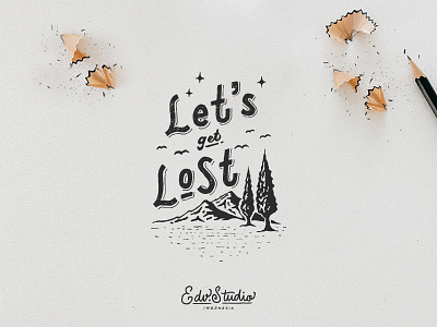 Let's get lost adventure apparel camping design handlettering mountain t shirt typography vintage