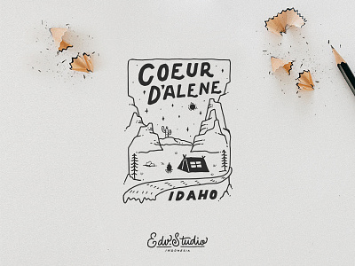 Coeur D'alene adventure apparel camping design handlettering mountain t shirt typography vintage