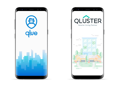 Qlue and Qluster splash screen ui user interface