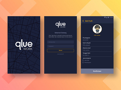 QlueWork App app branding design form icon illustration login post profile typography ui user interface ux vector