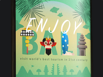 Enjoy Bali Poster animation branding city design flat icon illustration typography vector