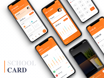 School card app card design orange school app typography ui
