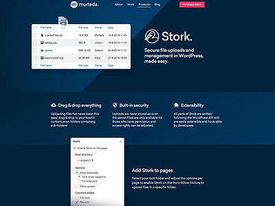 Stork product landing page