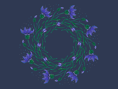 Knapweeds adobe illustrator botanical art botany flowers green illustration knapweeds mandala purple vector wreath