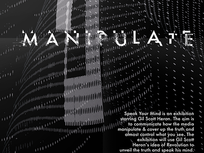 Manipluate. cover distort exhibition manipulate mind poster revolution. speak truth typography your