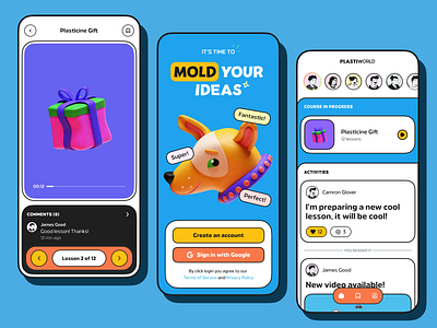 Plastiworld - Online Course App 3d graphic design mobile ui ux